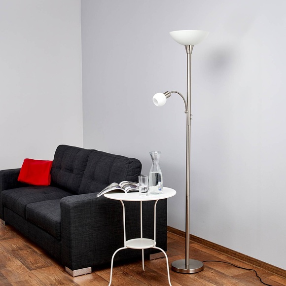 Elaina - 2-fl. LED-Stehleuchte, nickel matt