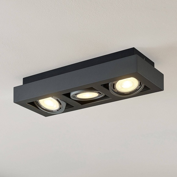 LED-Deckenstrahler Ronka, GU10, 3-fl., dunkelgrau