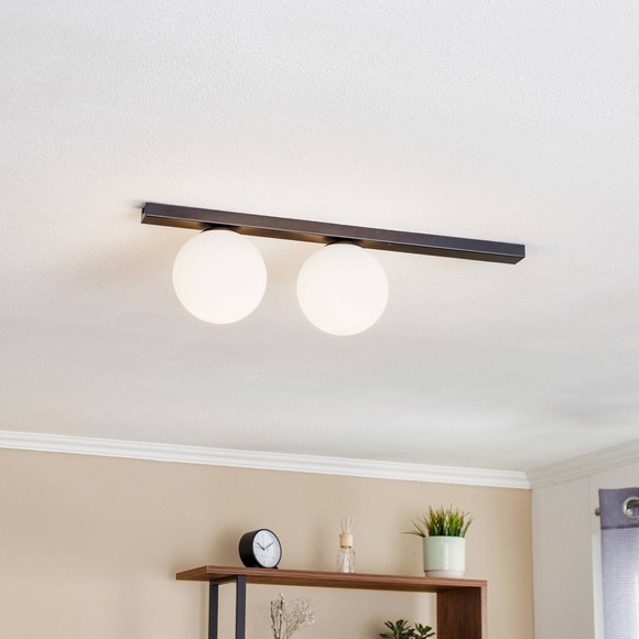 Deckenlampe Fit, schwarz/opal, zweiflammig