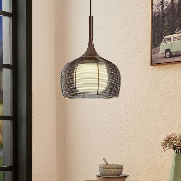 Lucande Tetira Hängelampe, 1-fl., 30 cm, braun