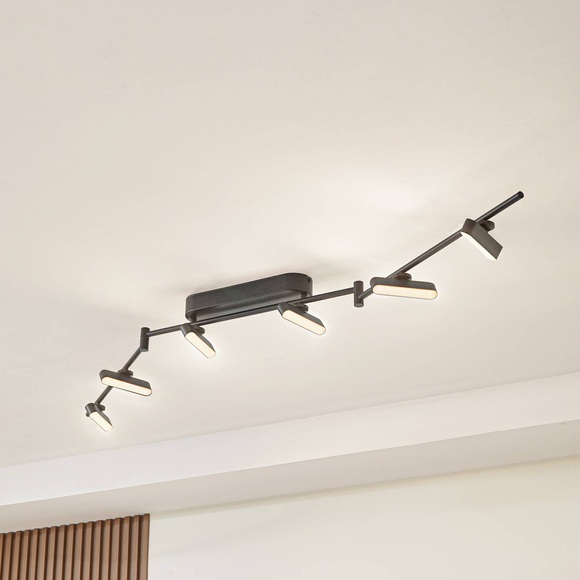 Lindby LED-Strahler Eldrin, schwarz, 26,7W, 6-flammig, Eisen