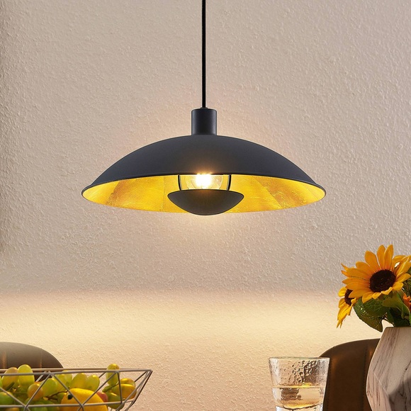 Lindby Narisara Hängelampe schwarz-gold 1fl. 40 cm
