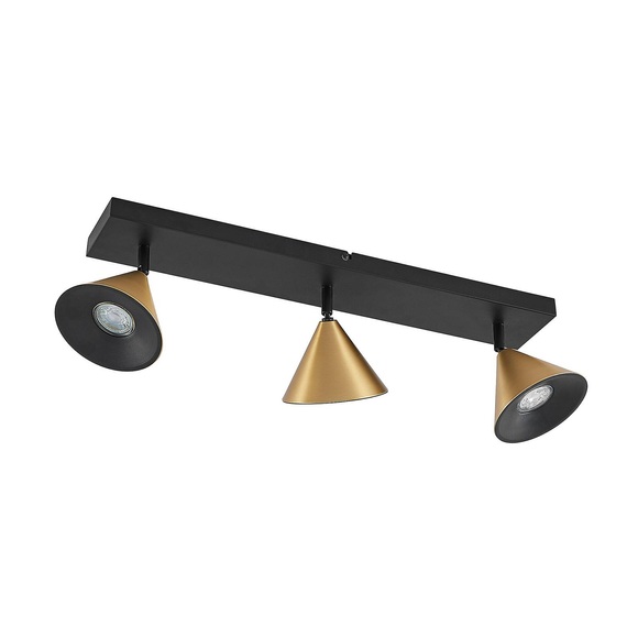 Lucande Kartio Deckenlampe, 3-fl.,neigbar, messing