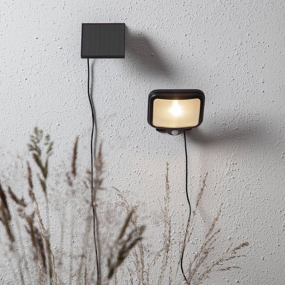 LED-Solarlampe Powerspot Sensor eckig schwarz 200