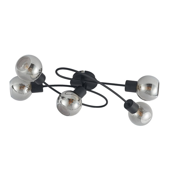 Lindby LED-Deckenlampe Elaina 5fl lang schw. smoke