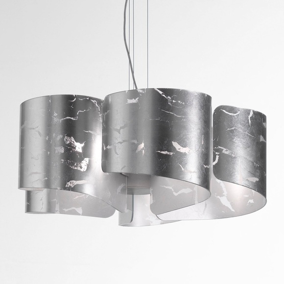 Hängeleuchte Papiro, 5-flammig, silber