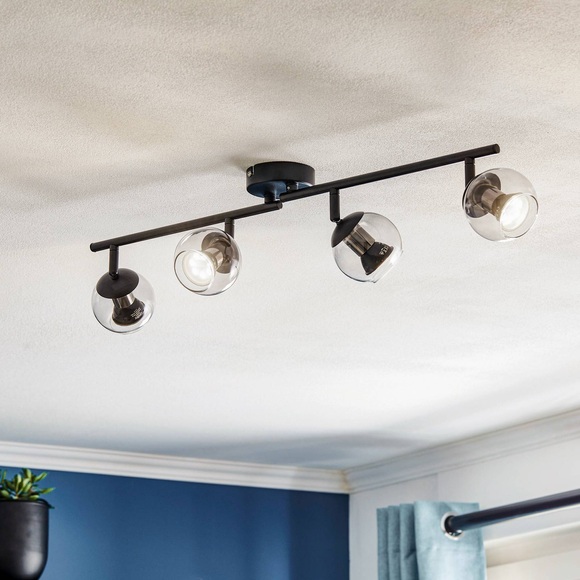 Lindby Samika LED-Strahler, Rauchglas, vierflammig