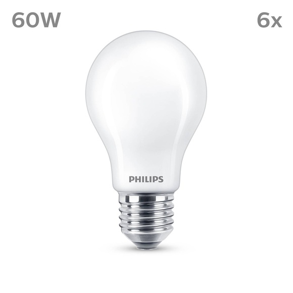 Philips LED-Lampe E27 7W 806lm 2.700K matt 6er