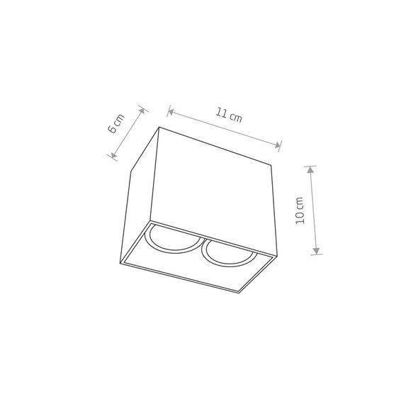 Downlight Gap in eckiger Form zweiflammig, weiß