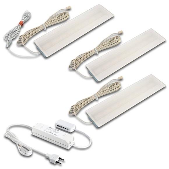 3er Set LED Glas-Line Unterbauleuchte warmweiß