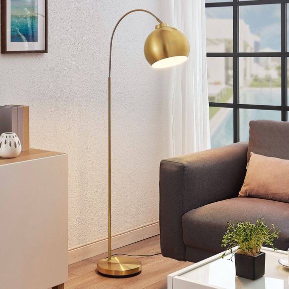Bogenstehlampe Moisia in Messing