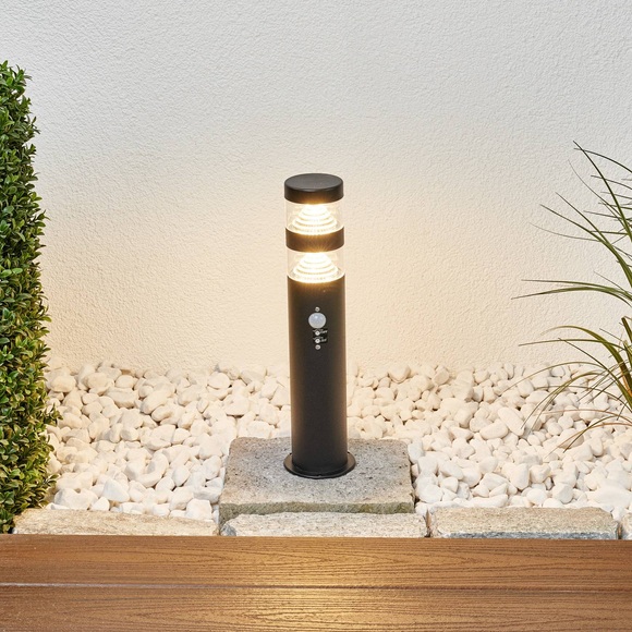 LED-Sockellampe Lanea aus Edelstahl mit Sensor