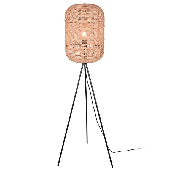 XXXLutz Stehleuchte , 403000132 Runa , Schwarz , Naturmaterialien , 150 cm , 004102104404