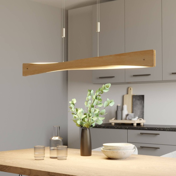 Lucande Lian LED-Hängelampe, Eichenholz