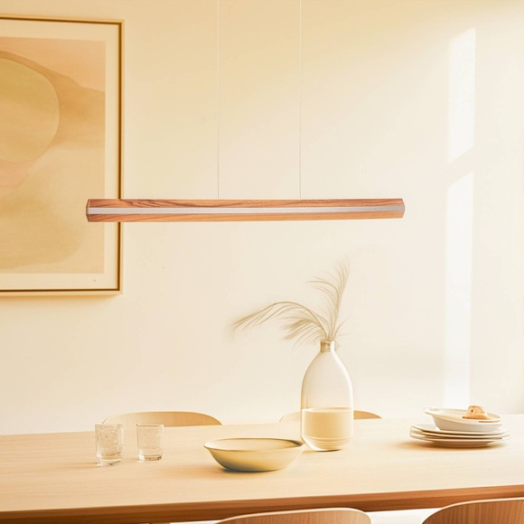 Quitani Elis LED-Hängelampe Nussbaum/nickel 118 cm