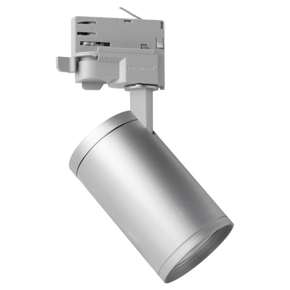 Hochvolt-Schienensystem-Leuchte 3phasig GU10 8 W LED EEK: abhängig v. Leuchtmittel (A++ - E) Megaman Silber