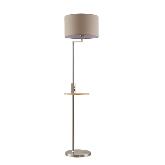 Lindby Zinia Stehlampe mit Ablage und USB, nickel
