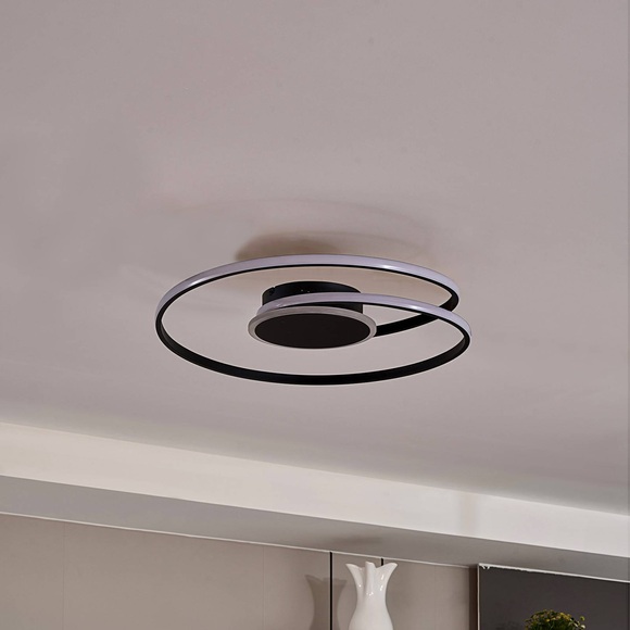 Lindby Dorle LED-Deckenleuchte, schwarz, Ø 49 cm