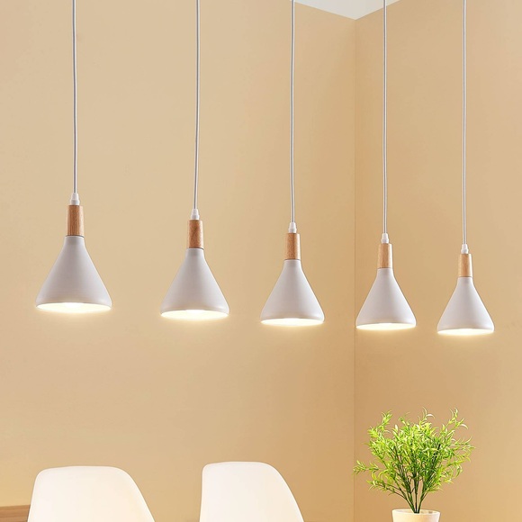 LED-Pendelleuchte Arina in Weiß, 5-flammig