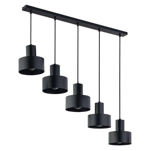 Hängeleuchte Rif 5, linear fünfflammig, schwarz