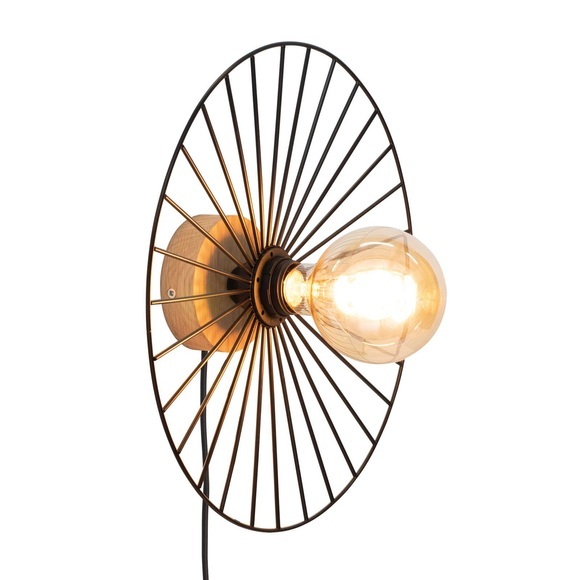 Envolight Yahel Wandleuchte, Eiche/schwarz, Ø 35cm