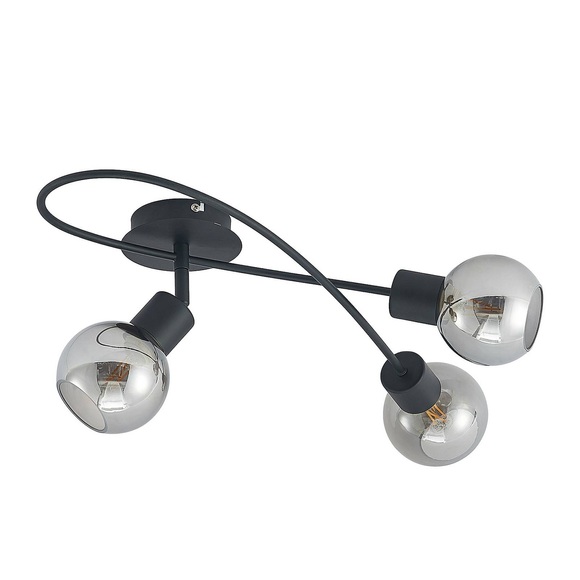 Lindby LED-Deckenlampe Elaina 3fl lang schw. smoke