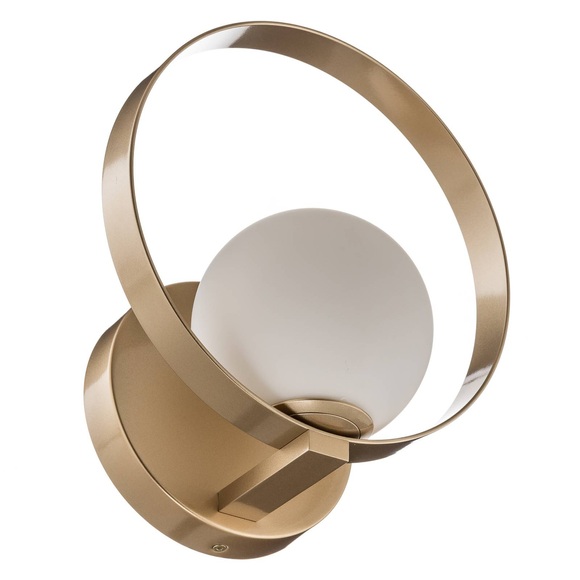 LED-Wandleuchte Halo, gold / opal