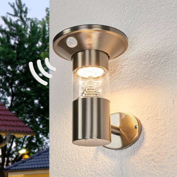 Edelstahl-LED-Solar-Wandleuchte Jalisa, Sensor