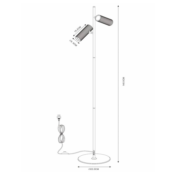 Stehlampe Clubs, Kopf dreh- und schwenkbar, weiß