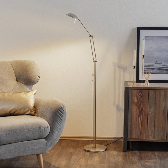 LED-Leseleuchte Carl mit Drehdimmer, Nickel matt