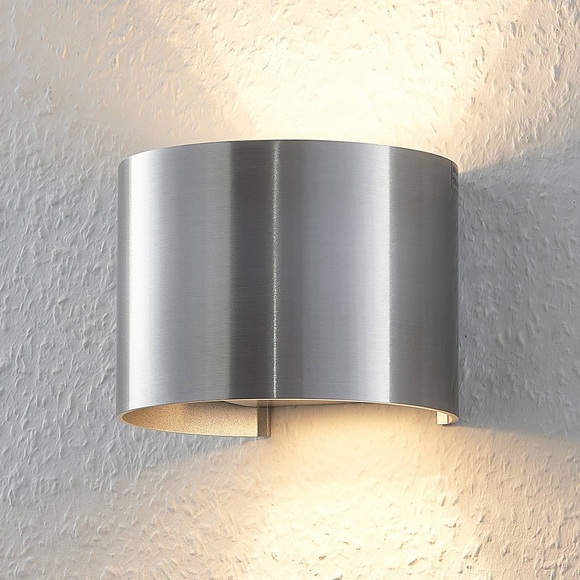 Alufarbene LED-Wandlampe Zuzana in Rundform