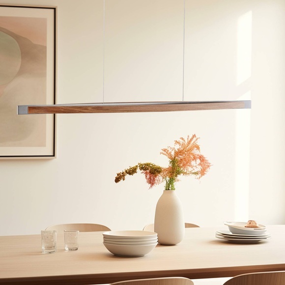 Rothfels Kiera LED-Hängelampe eiche/nickel 118 cm