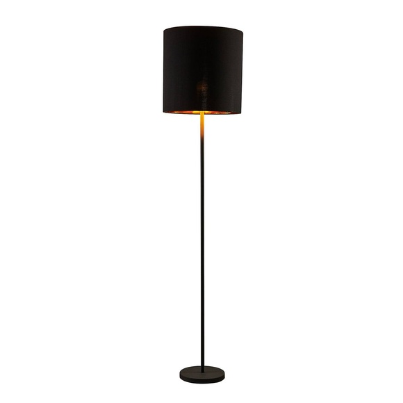 Lindby Nymar Stehleuchte, Stoff, schwarz-gold