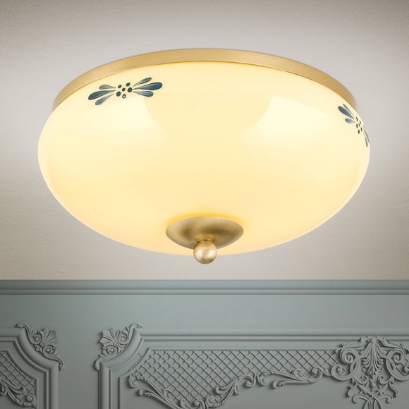 Deckenlampe Landhaus Messing champagne blau Ø 28cm