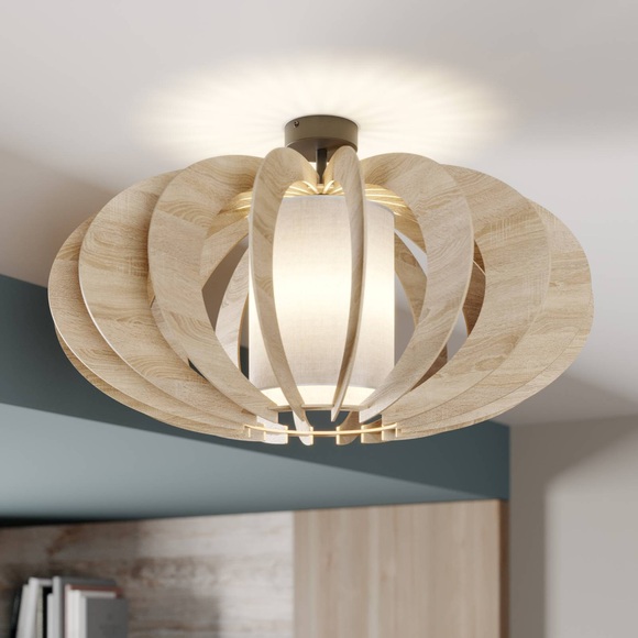 Deckenleuchte Modern A mit Holz-Lamellen, Ø 60 cm