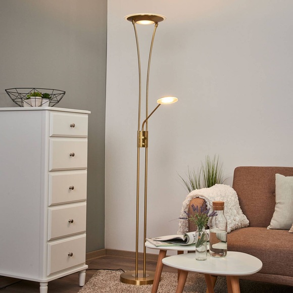 Klassische Stehlampe Eda mit Leselicht und Dimmer