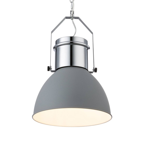 GLOBO KUTUM Hängeleuchte Chrom, Metall grau, Schirm innen weiß, D:270, H:1200, exkl. 1