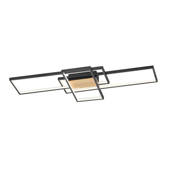 LED-Deckenleuchte Tucson mit Holzlement, schwarz