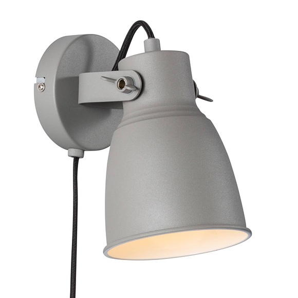 Wandleuchte Adrian mit Kabel und Stecker, grau