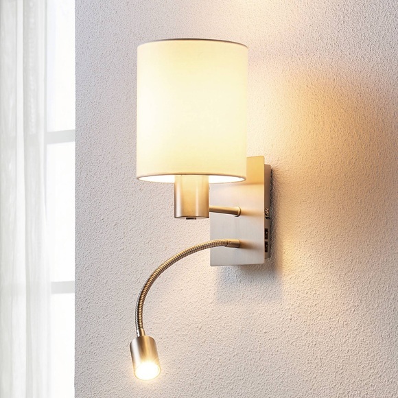 Stoffwandlampe Shajan mit LED-Leselicht