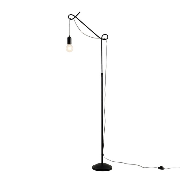 Lucande Jorna Stehlampe in Schwarz, Kabel grau