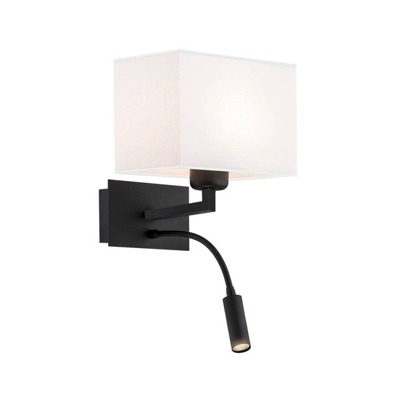 Wandlampe Harry, eckig, schwarz/schwarz/weiß