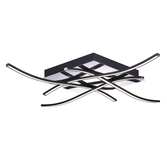 LED-Deckenleuchte Spiner, schwarz, 61x61cm