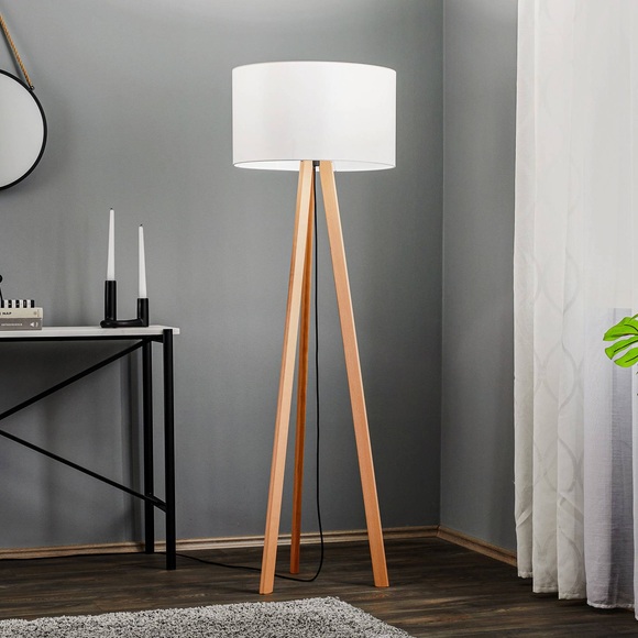 Rothfels Arim Tripod-Stehlampe, Buche, Chintz weiß