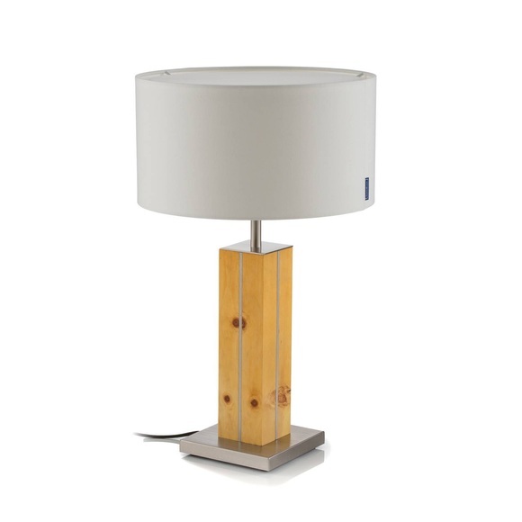 HerzBlut Dana Tischleuchte, Zirbenholz, weiß, 56cm