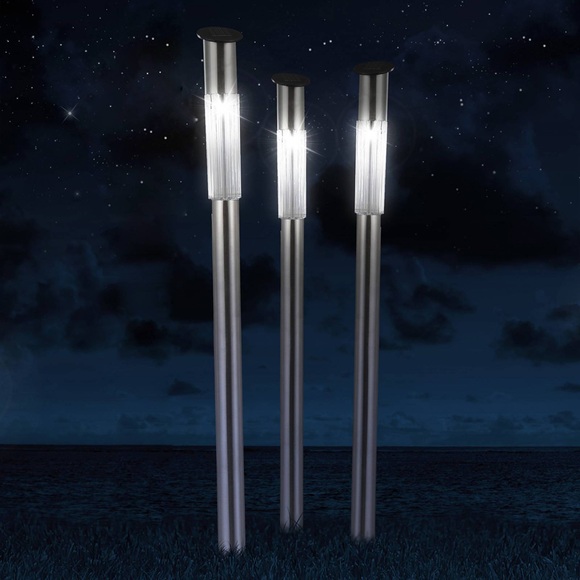 GLOBO Solarleuchte SOLAR Solar AL Edelstahl, 1 x LED weiß, 3-er Set, GLOBO33961-3