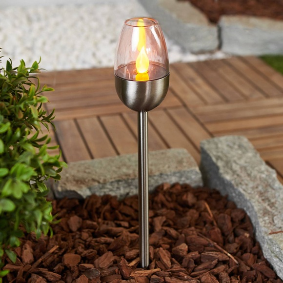 Edle Edelstahl-LED-Solarlampen Lugin, 3 Stück