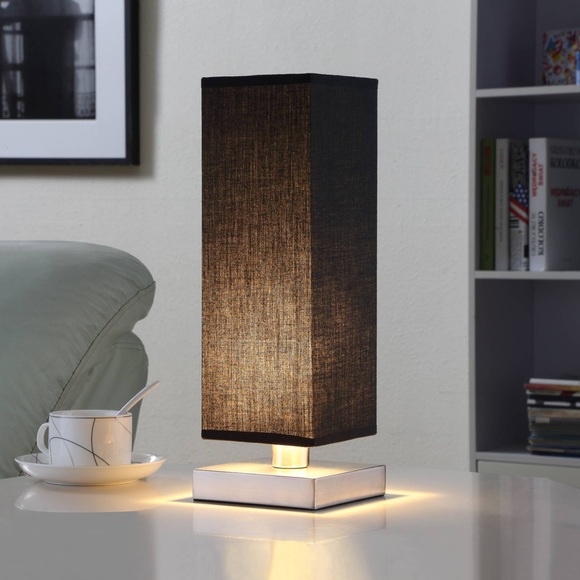 Schwarze Stofftischleuchte Martje m. LED-Lampe