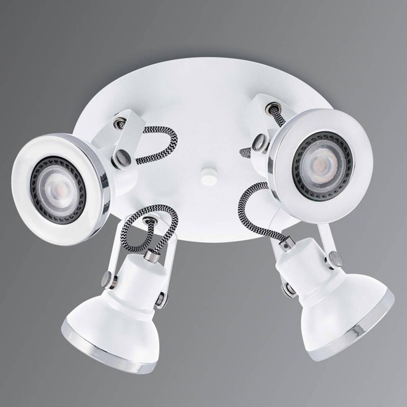 Vierflammiger LED-Deckenstrahler Ring in Weiß