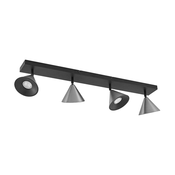 Lucande Kartio Deckenlampe, 4-fl., neigbar, nickel